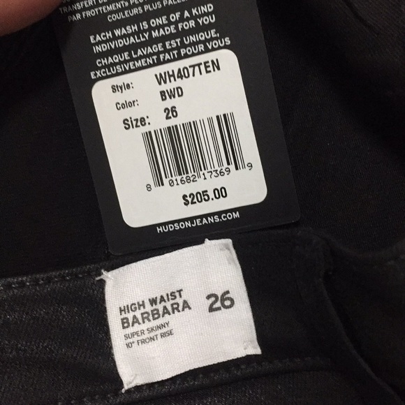 $205 NWT HUDSON high waist Barbara super skinny 10” front rise wax WH407TEN - Picture 6 of 8